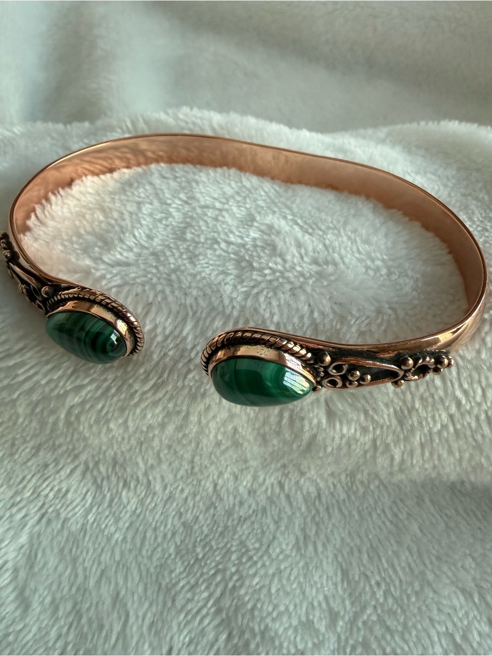 Malachite Copper Cuff Bracelet Southwestern Boho Statement NWOT - Picture 4 of 4